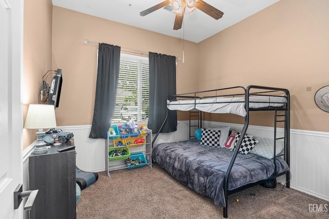 9310 Via Catania, Bakersfield, CA 93312 - carpeted bedroom featuring wainscoting and a ceiling fan