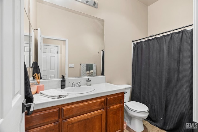 9310 Via Catania, Bakersfield, CA 93312 - bathroom with vanity, toilet, and a shower with shower curtain