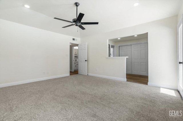 5100 Ruth Ct, Bakersfield, CA 93308 - carpeted empty room featuring a ceiling fan and recessed lighting