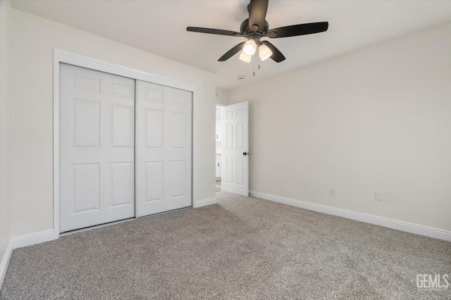 5100 Ruth Ct, Bakersfield, CA 93308 - unfurnished bedroom featuring carpet floors, a closet, and ceiling fan