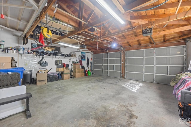 garage with a garage door opener