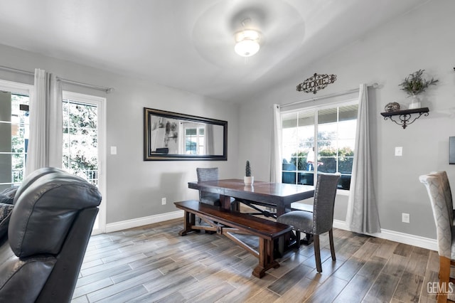 13160 Game Set Way, Bakersfield, CA 93306 - dining area featuring healthy amount of natural light, wood finished floors, and vaulted ceiling