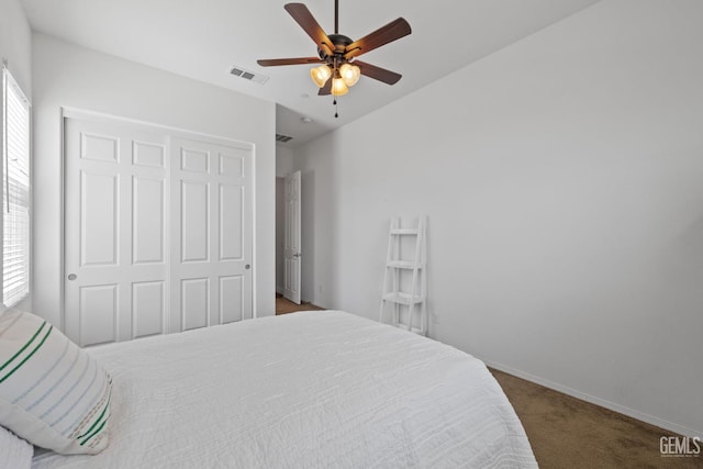 9904 Toscana Dr, Bakersfield, CA 93306 - bedroom featuring a closet, carpet flooring, and ceiling fan