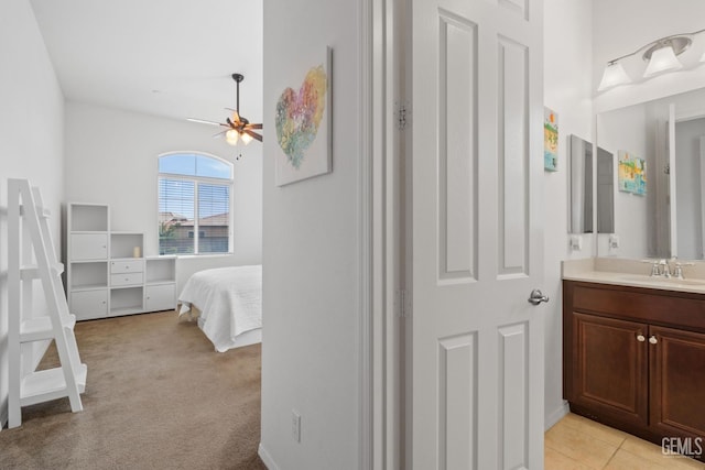 9904 Toscana Dr, Bakersfield, CA 93306 - bathroom with vanity and ceiling fan