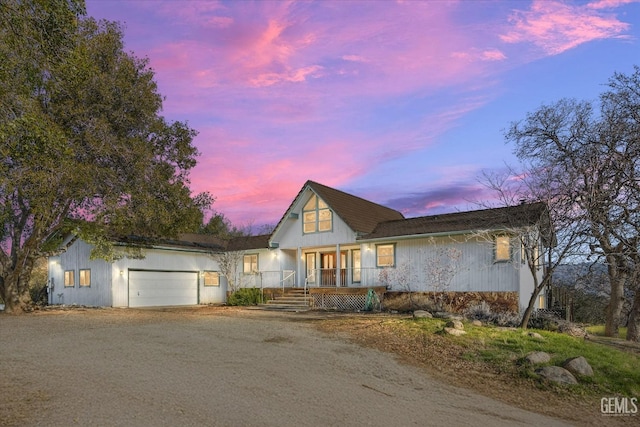 view of front of property with a garage