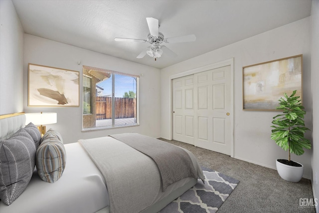 7310 Clifftop Way, Bakersfield, CA 93306 - bedroom featuring carpet flooring, ceiling fan, and a closet