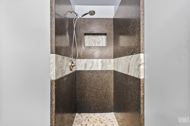 interior details featuring tiled shower