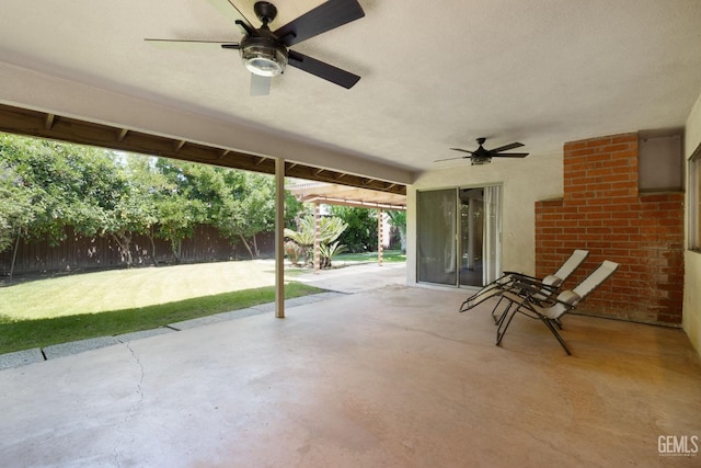 2513 Elm St, Bakersfield, CA 93301 - view of patio / terrace with a ceiling fan and fence