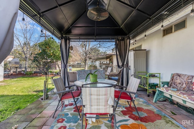 view of patio featuring a gazebo