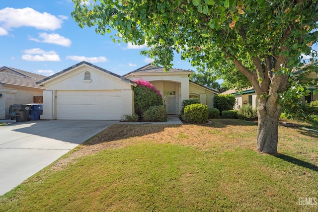 10116 Bay Colony Dr, Bakersfield, CA 93312 - view of front of home with concrete driveway, a garage, a front yard, and stucco siding