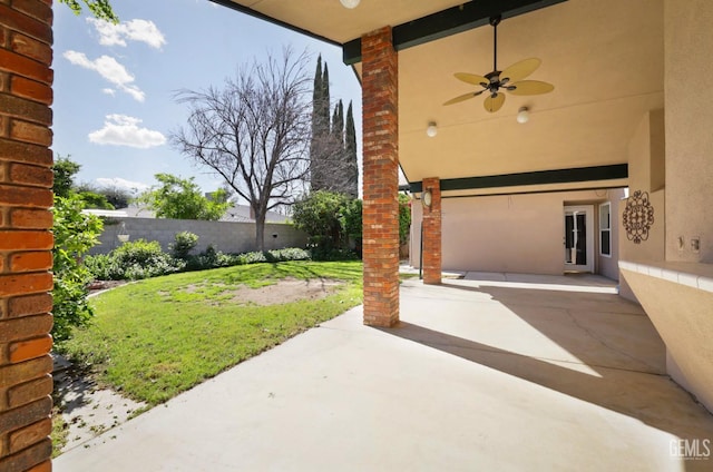 7001 Eloy Ave, Bakersfield, CA 93308 - view of patio / terrace featuring fence and ceiling fan