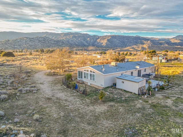 drone / aerial view with a mountain view