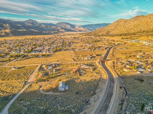 birds eye view of property featuring a mountain view