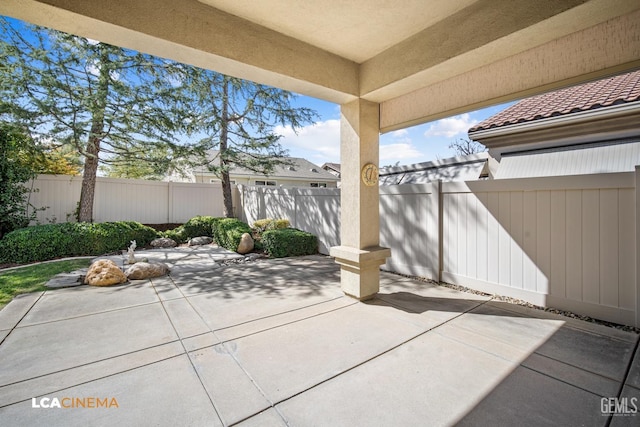 view of patio featuring a fenced backyard