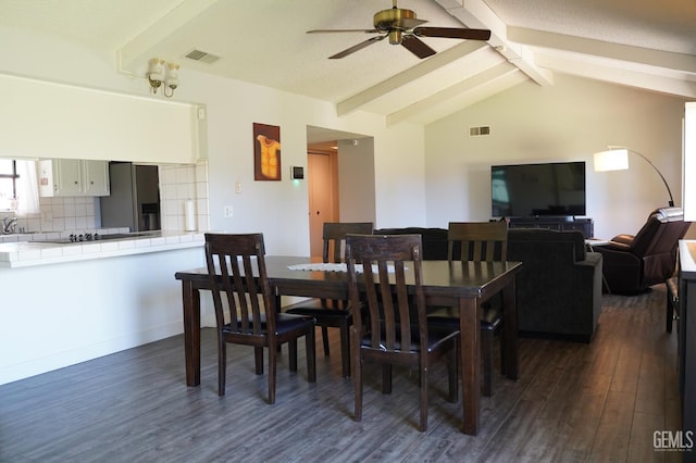 5421 Demaret Ave, Bakersfield, CA 93309 - dining room featuring dark wood finished floors and ceiling fan