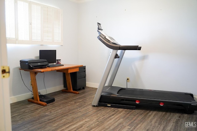 5421 Demaret Ave, Bakersfield, CA 93309 - exercise area with wood finished floors and baseboards