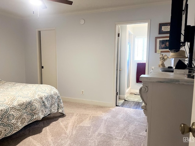5421 Demaret Ave, Bakersfield, CA 93309 - carpeted bedroom featuring ornamental molding and a ceiling fan