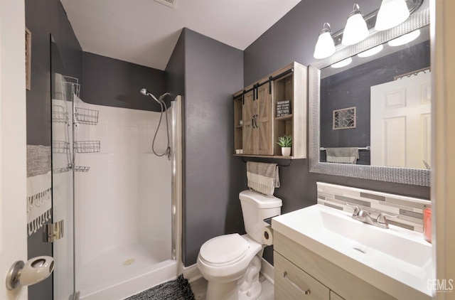 8315 Persimmon Dr, Bakersfield, CA 93311 - bathroom with a stall shower, vanity, and decorative backsplash