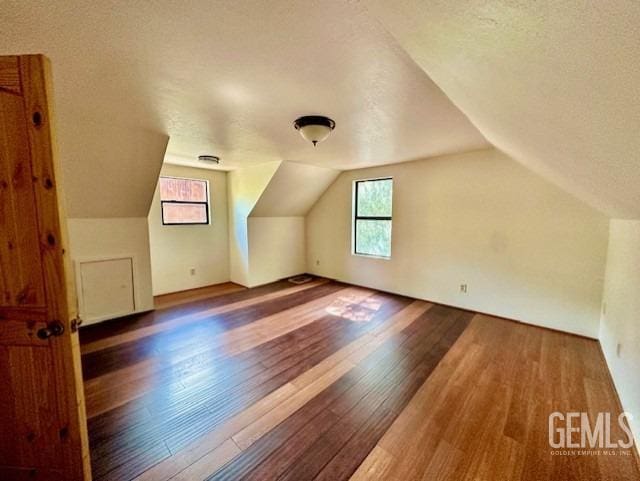 bonus room featuring vaulted ceiling and wood finished floors