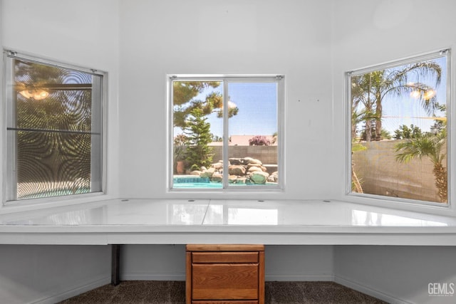 4207 Crystal Lake Dr, Bakersfield, CA 93313 - unfurnished office with built in desk and carpet flooring