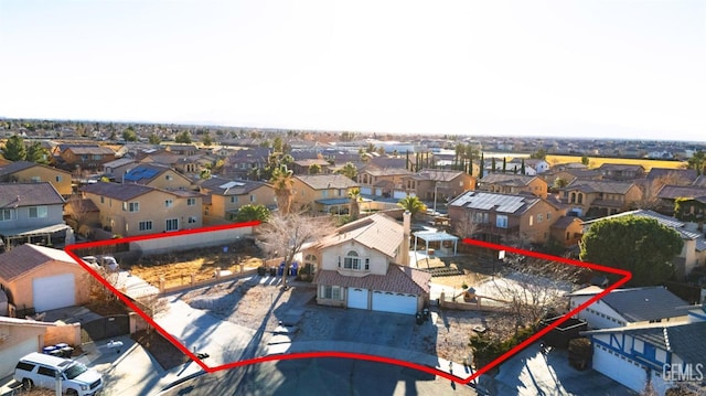 bird's eye view with a residential view