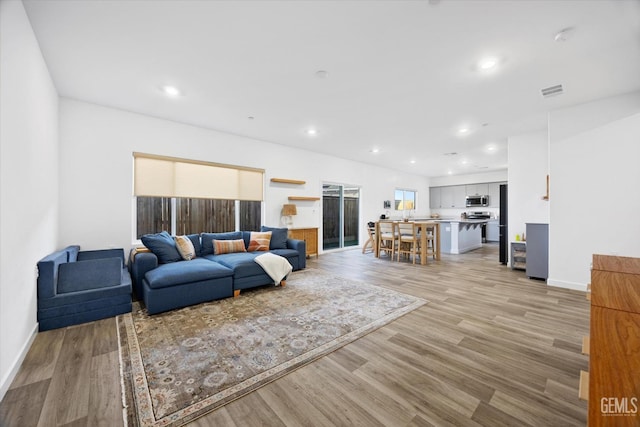 living room featuring light hardwood / wood-style floors