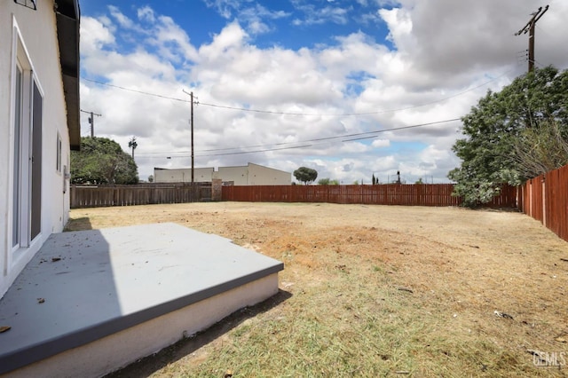 view of yard featuring a fenced backyard and a patio area