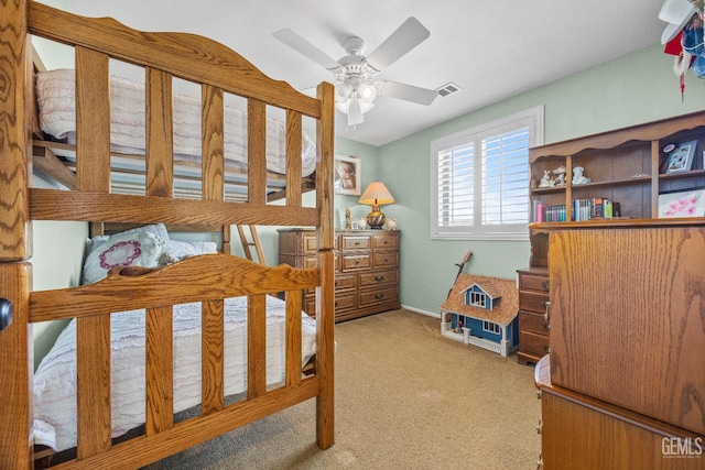 16009 La Strada Ct, Bakersfield, CA 93314 - bedroom featuring light colored carpet, ceiling fan, and baseboards