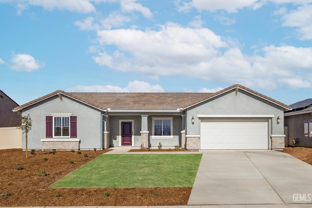 8401 Seth Alexander Way, Bakersfield, CA 93306 - ranch-style house with stucco siding, an attached garage, and driveway