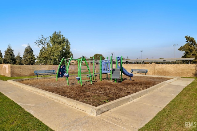 community play area with fence
