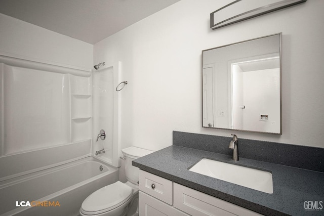 full bathroom with shower / bath combination, vanity, and toilet