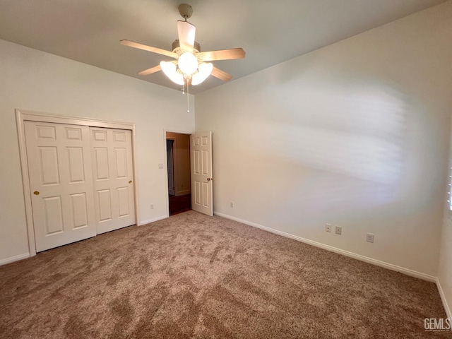 4812 Prairie Meadows Way, Bakersfield, CA 93312 - unfurnished bedroom featuring carpet flooring, a closet, and ceiling fan