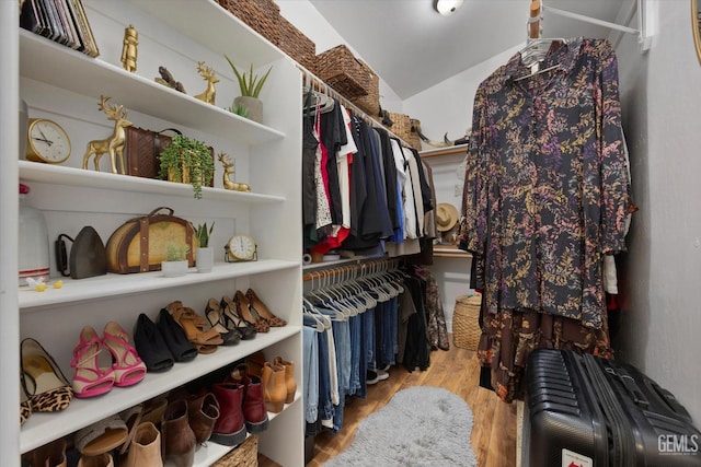 spacious closet featuring light hardwood / wood-style floors