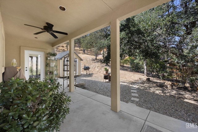 view of patio / terrace with an outdoor structure