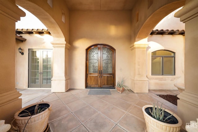 property entrance with french doors