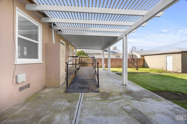 1909 Carrere St, Bakersfield, CA 93308 - view of patio featuring a pergola and fence