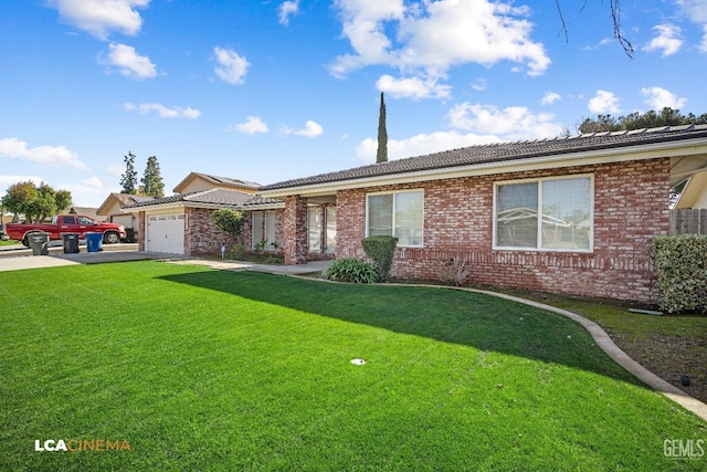 ranch-style home featuring a front yard