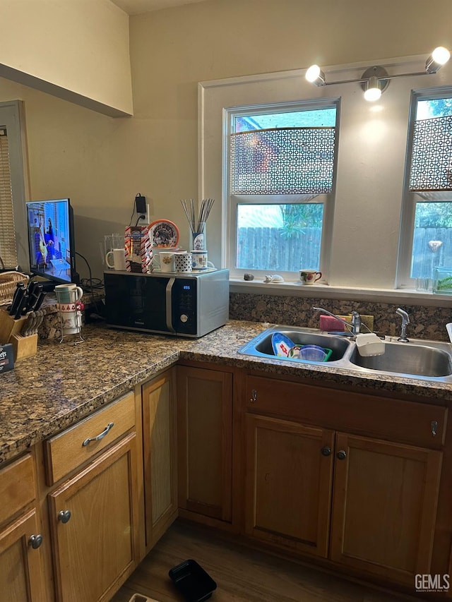 kitchen featuring dark hardwood / wood-style flooring and sink