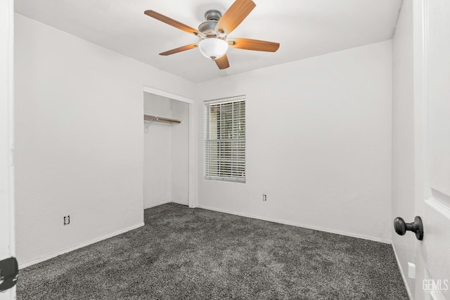 12017 Hannah Denise Ave, Bakersfield, CA 93312 - unfurnished bedroom featuring dark colored carpet, a closet, and a ceiling fan