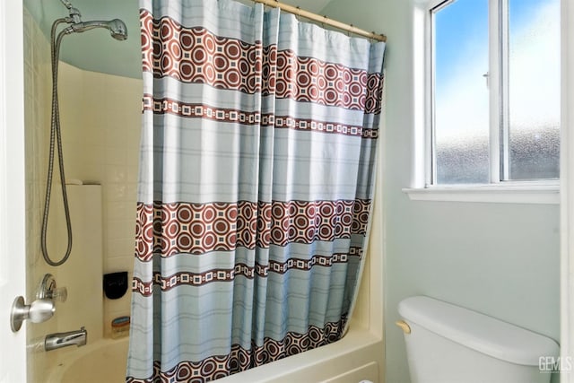 3023 Esperanza Dr, Bakersfield, CA 93313 - full bathroom with shower / bath combo with shower curtain and toilet
