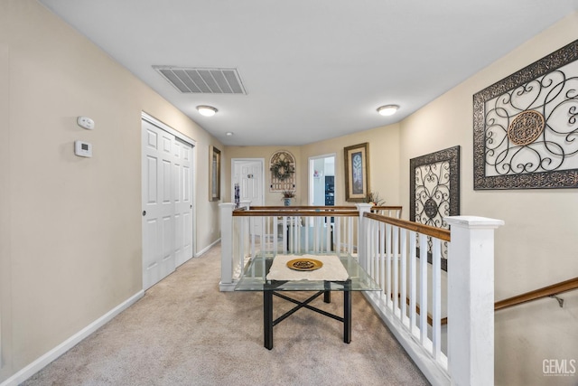 9301 Cobble Mountain Rd, Bakersfield, CA 93313 - hallway with an upstairs landing, baseboards, and carpet flooring