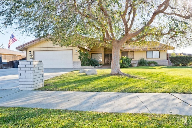 ranch-style house with a front lawn and a garage