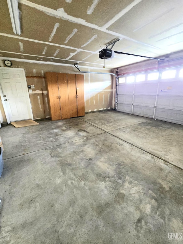 garage with a garage door opener