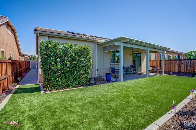 9803 Petersburg Pl, Bakersfield, CA 93306 - back of house featuring stucco siding, a patio area, and a tiled roof