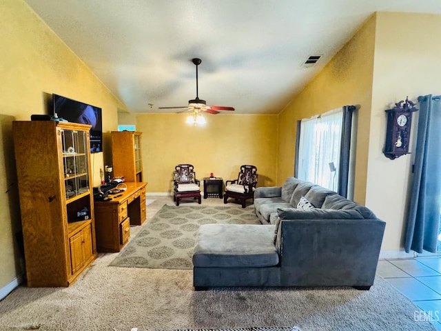 2120 Lamplight Ln, Delano, CA 93215 - living area with vaulted ceiling and a ceiling fan