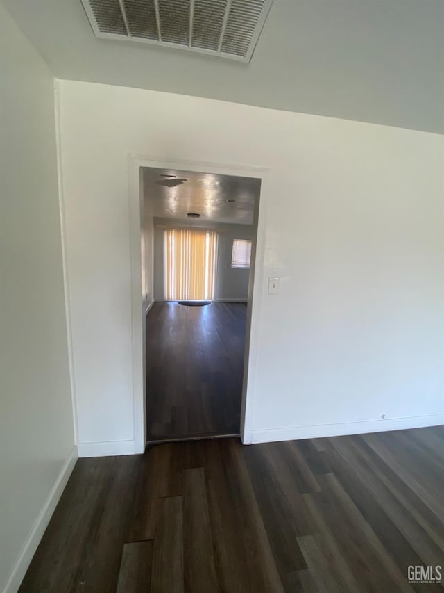 corridor featuring dark hardwood / wood-style flooring