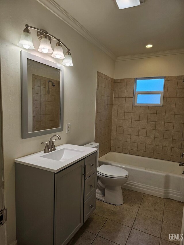 2131 Berger St, Bakersfield, CA 93305 - kitchen featuring gas stove, crown molding, a sink, and white cabinetry