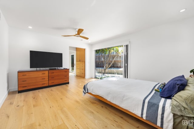 662 Woodland Ct, Arroyo Grande, CA 93420 - bedroom with light wood-style flooring, recessed lighting, and ceiling fan