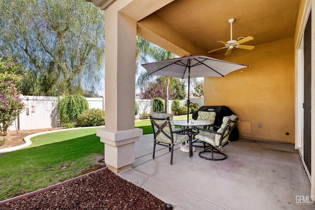 view of patio / terrace with ceiling fan