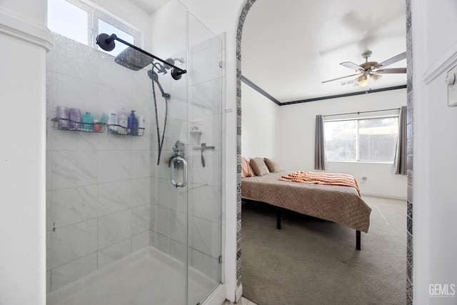 2004 Suncrisp Ln, Bakersfield, CA 93312 - bathroom with ensuite bathroom, a shower stall, and ceiling fan